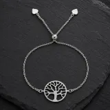 Pulsera Arbol De La Vida de Plata, Ajustable, Plateado