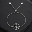 Pulsera Arbol De La Vida de Plata, Ajustable, Plateado