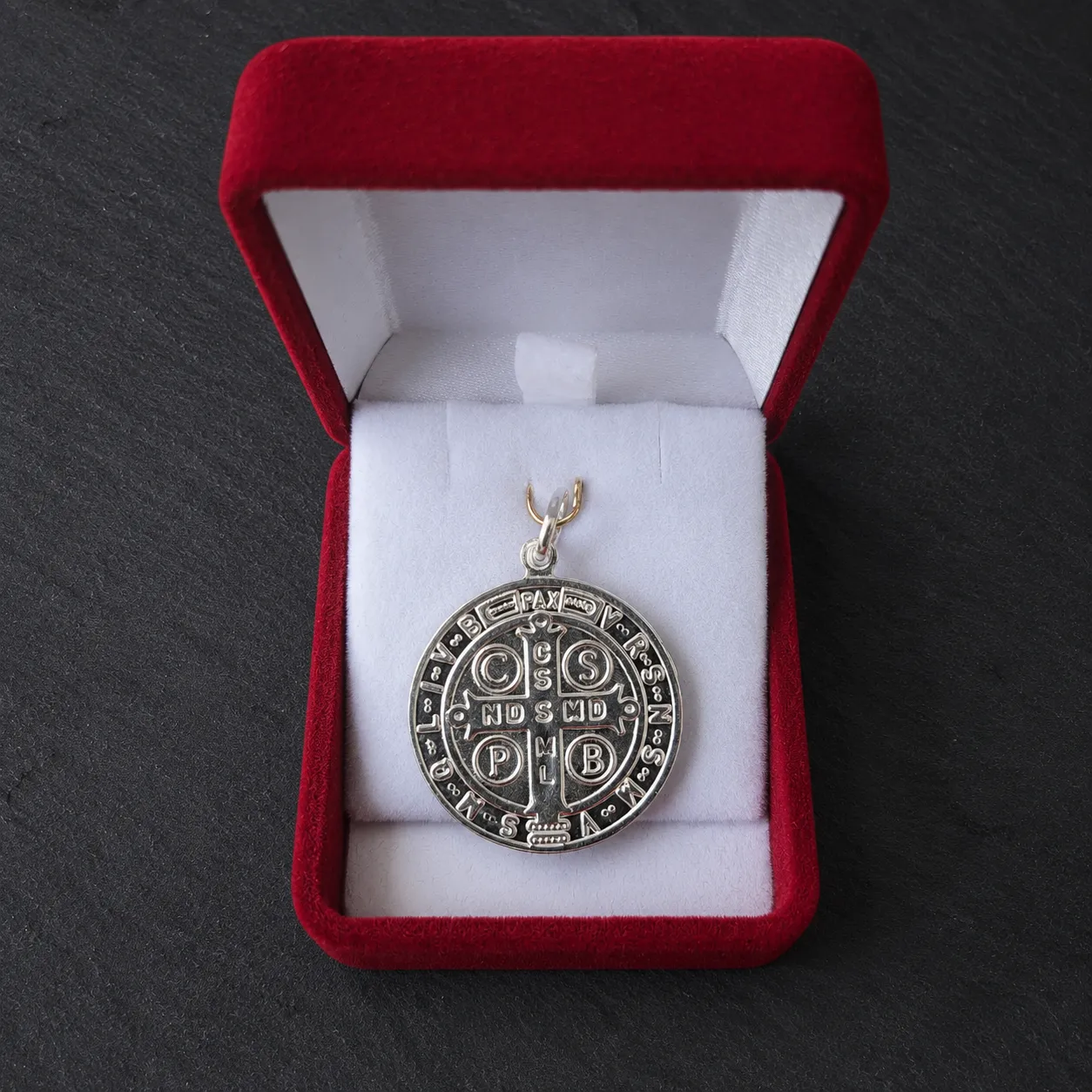 Dije Medalla San Benito Plata Italiana 925 Plateado - Vista principal