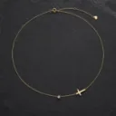 Cadena Collar Y Pulsera Con Crucifijo, Baño-chapada En Oro Dorado