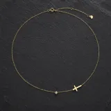 Cadena Collar Y Pulsera Con Crucifijo, Baño-chapada En Oro Dorado