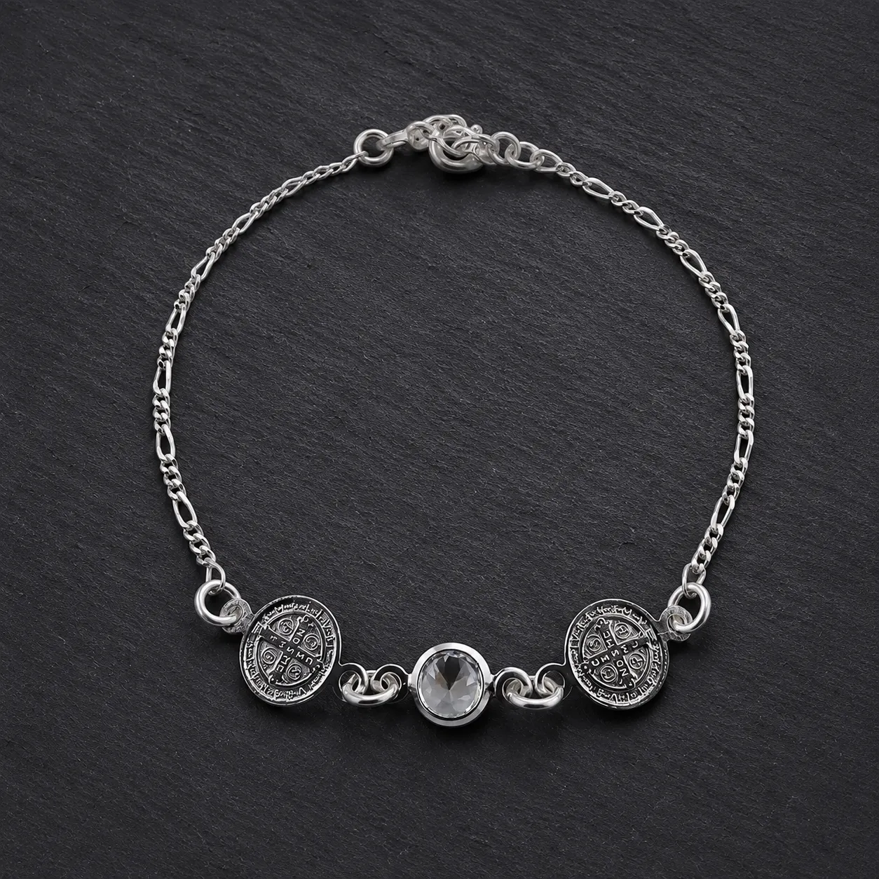 Pulsera de Plata San Benito Italiana 925 Plateado
