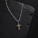 Cruz San Benito de Plata 925 y Oro 14k + Cadena Fígaro 60cm