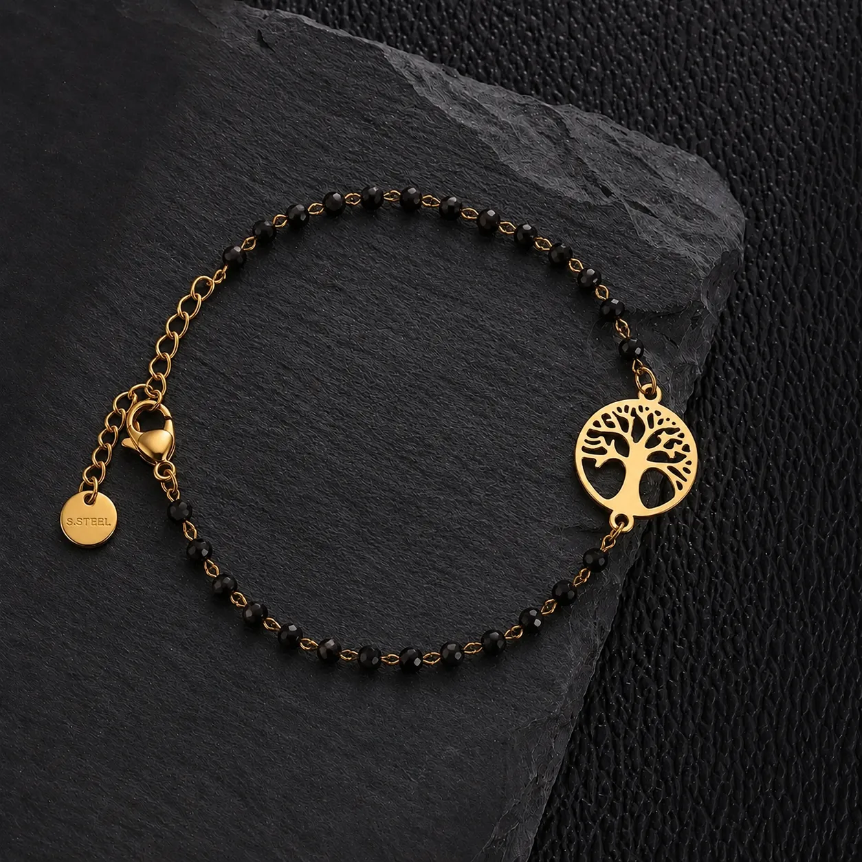 Pulsera Árbol de la Vida con Piedras Negras - Vista principal