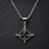 Collar Nudo De Bruja Amuleto Protección Plata 925 Hombre Cadena Clasica 60 Cm