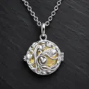Cadena y Colgante Llamador De Ángel Chapado En Plata Dorado
