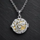 Cadena y Colgante Llamador De Ángel Chapado En Plata Dorado