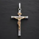 Colgante Dije Crucifijo O Cristo De Plata Con Baño De Oro Plateado