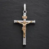 Colgante Dije Crucifijo O Cristo De Plata Con Baño De Oro Plateado
