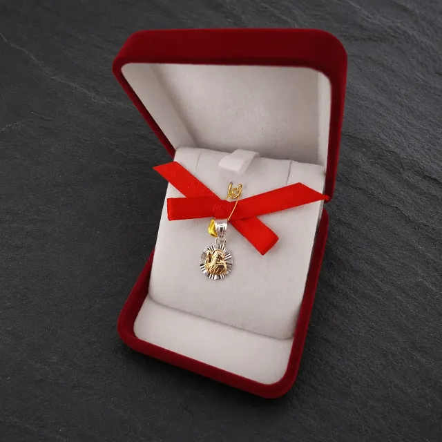 Medalla San Benito Para Bebes En Plata Italiana 925 Oro 14 Y Plata, Rostro
